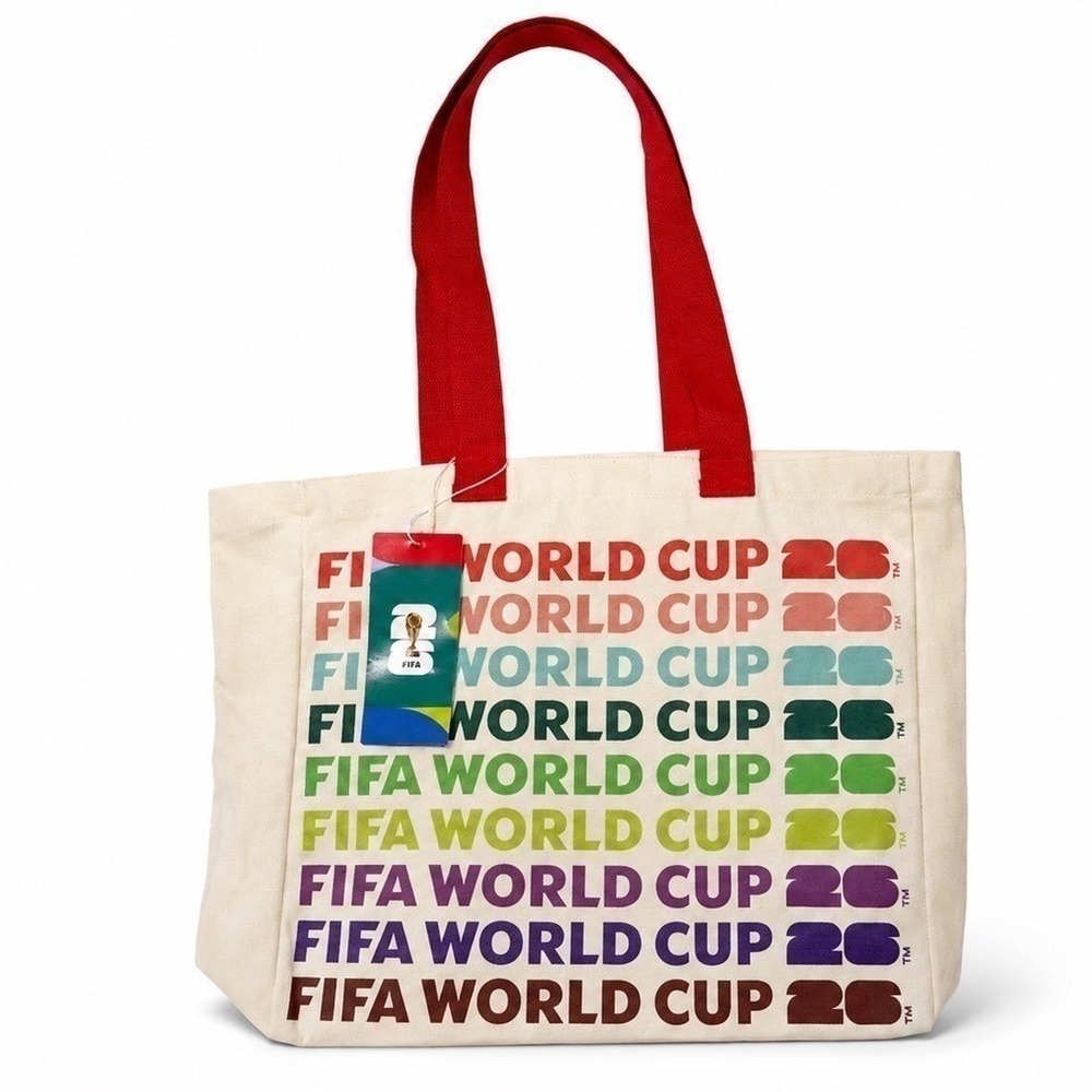 FIFA World Cup 26 Canvas Tote Bag Atelier Sportif Multi Color Logo Cream Red - Picture 2 of 10